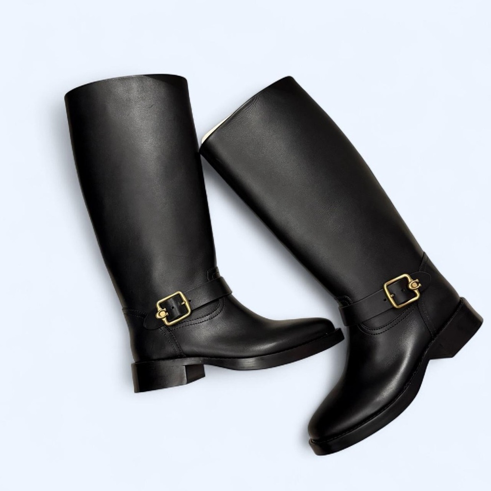 Coach black leather riding boots